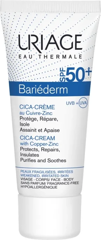 Obnovitvena Cica krema za obraz in telo, unisex Uriage Bariéderm SPF50+, 40 ml