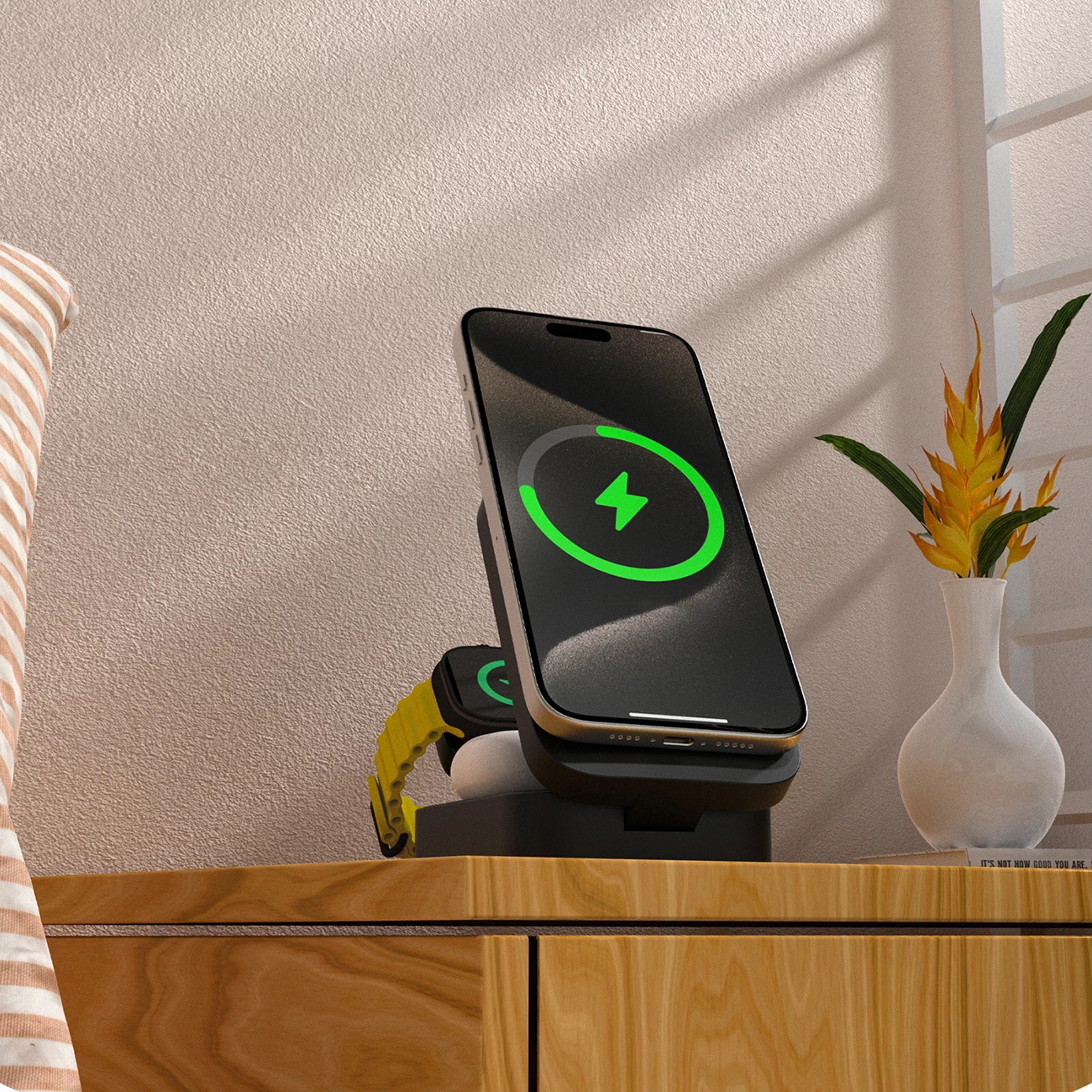 Brezžična postaja za polnjenje 3-v-1, Dudao A11 Max, 15W MagSafe, USB-C vhod, siva