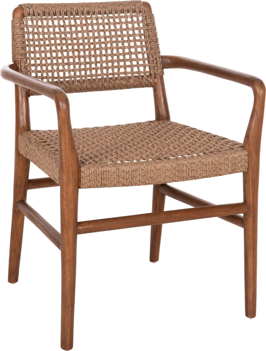 Jedilniški naslanjač ROSCO FH6132.01 iz tikovine v barvi oreha-VIRO vrv v rjavi 56x54,5x78Hcm