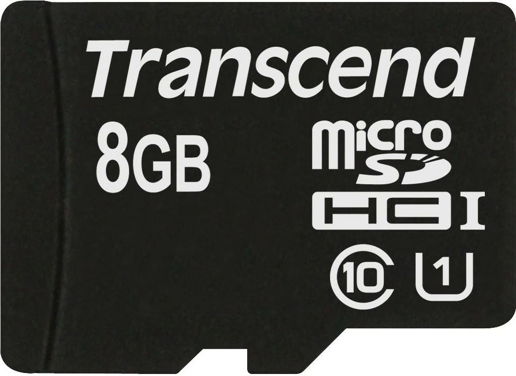 Kartica microSDHC 8GB, Class 10, UHS-I, s adapterjem, Transcend, črna
