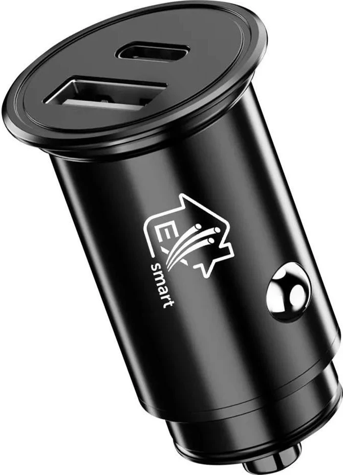 Avtomobilski polnilec 38W, 1x USB-C, 1x USB-A, črn Extralink Smart Life