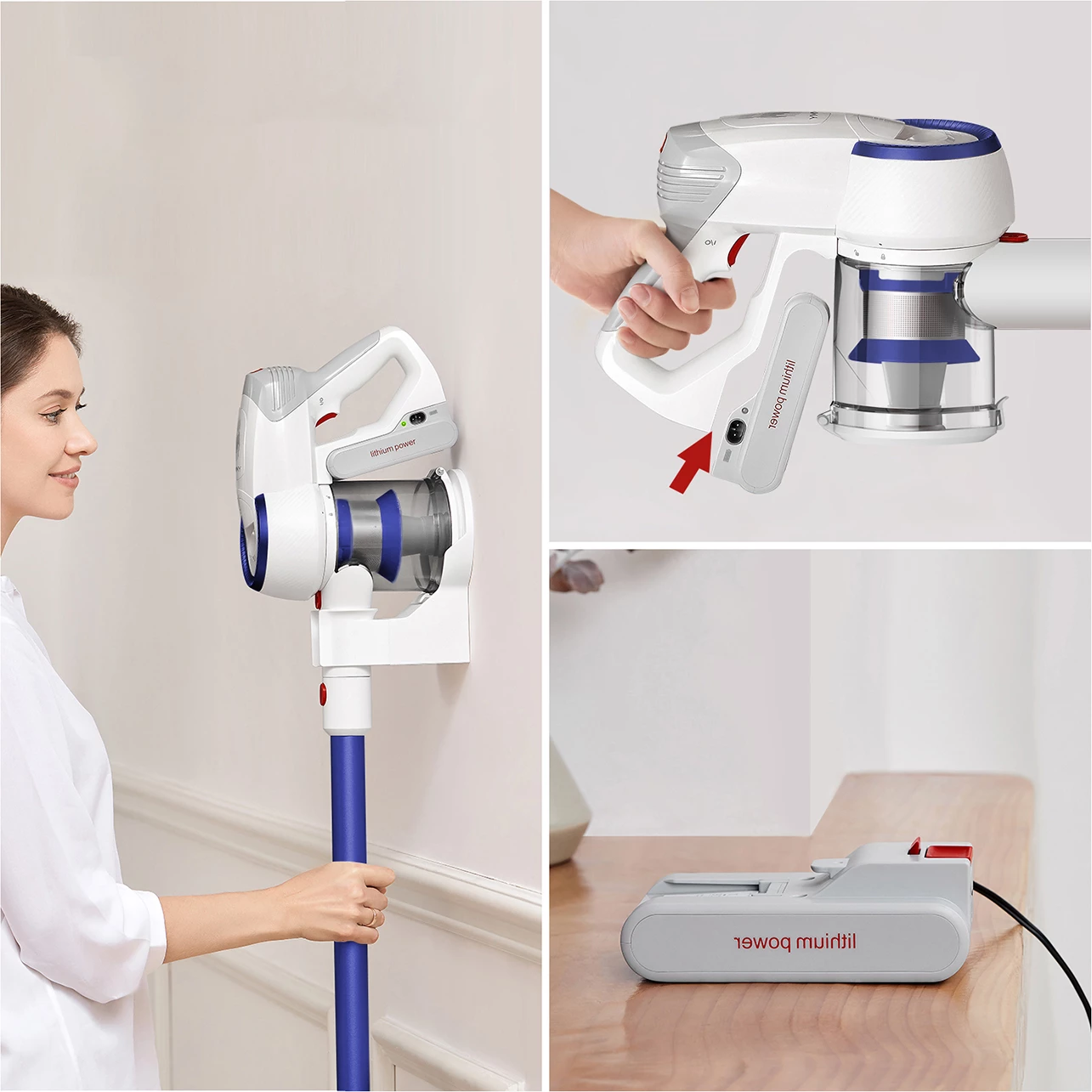 Brezžični sesalnik JIMMY JV53 Lite, 425 W, bel/moder