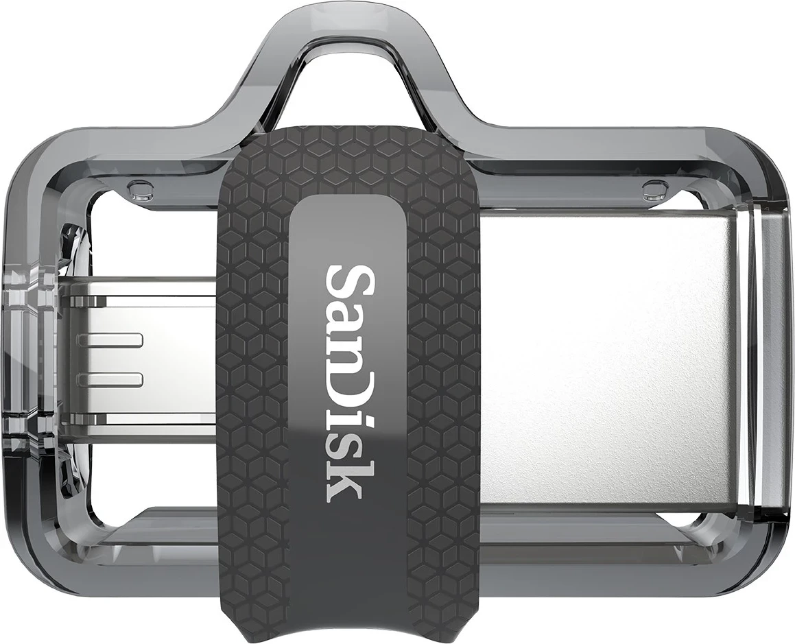 USB pogon Sandisk Ultra Dual, m3.0, 128 GB, črn / srebrn / prozoren