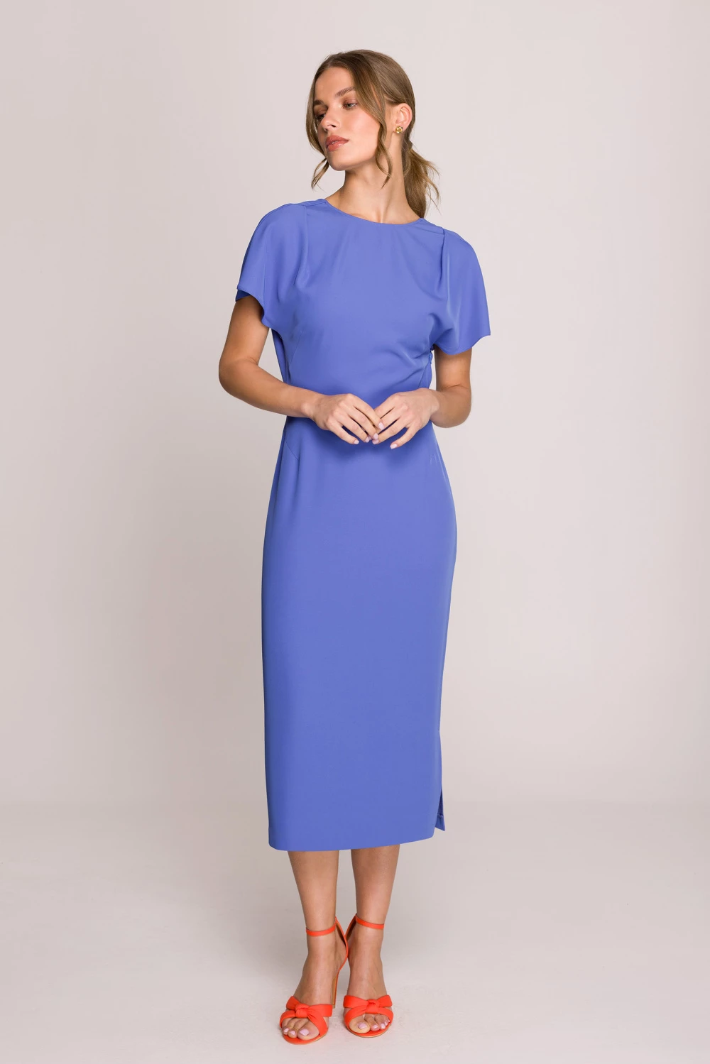 Elegantna midi obleka Stylove 209108, modra