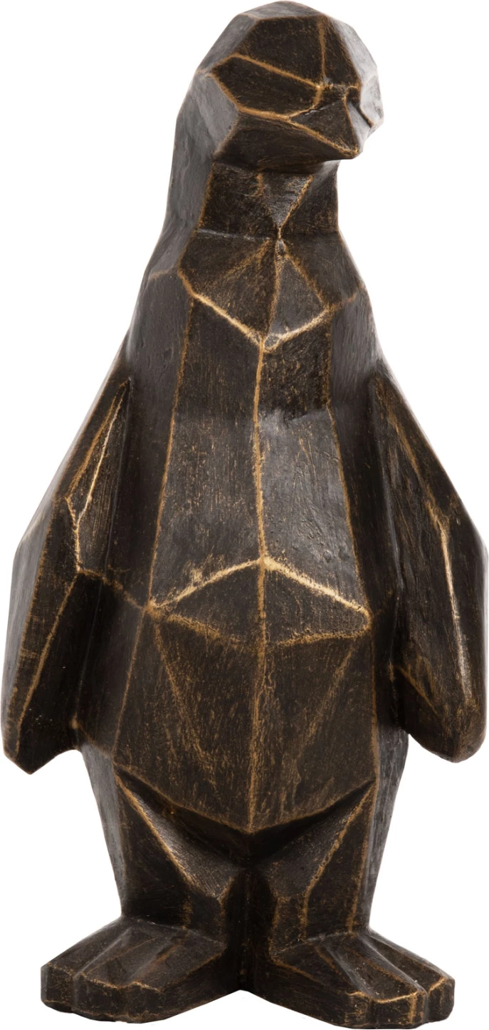 Talna dekoracija pingvin FH7913 GRC v črni patini z zlatimi detajli 30x20x60H cm