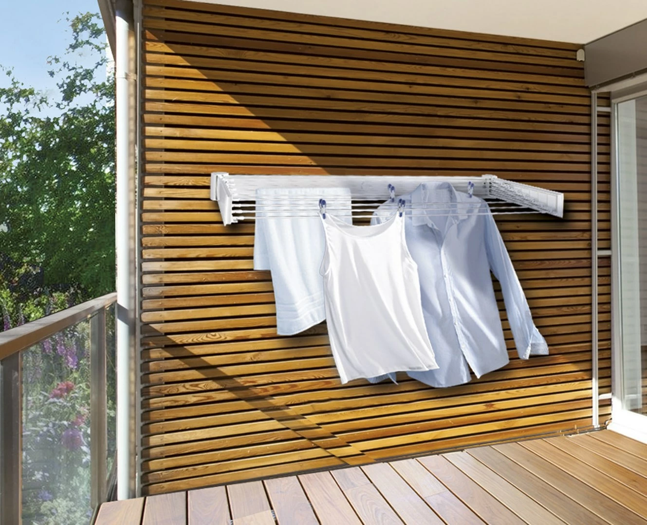 Stenski sušilni regal Leifheit Telegant 30 Protect, bel