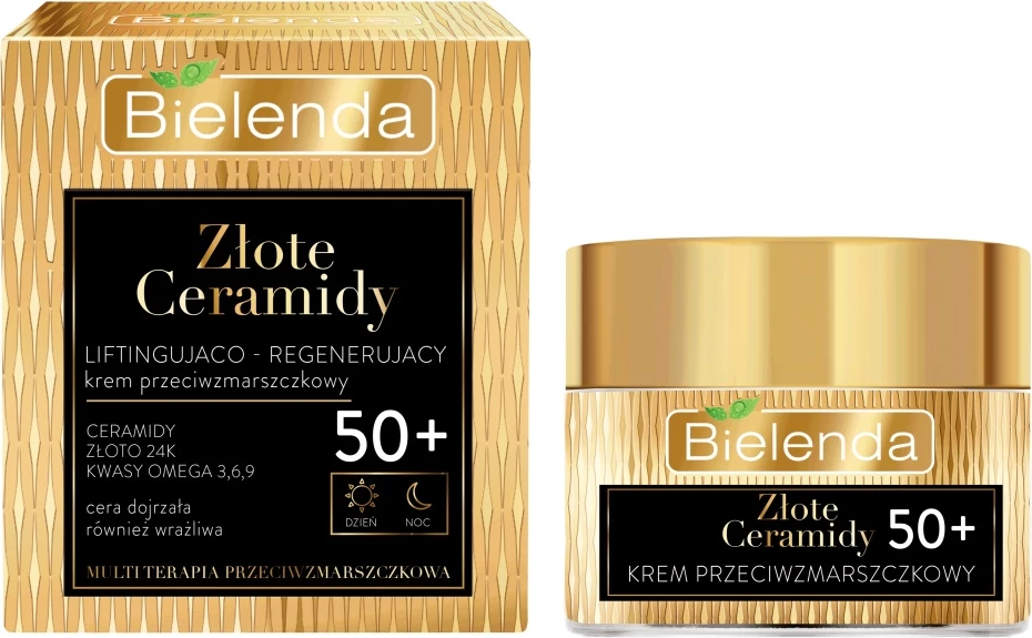 Krema proti gubam za ženske, lifting in regeneracija Golden Ceramides 50+, 50 ml Bielenda