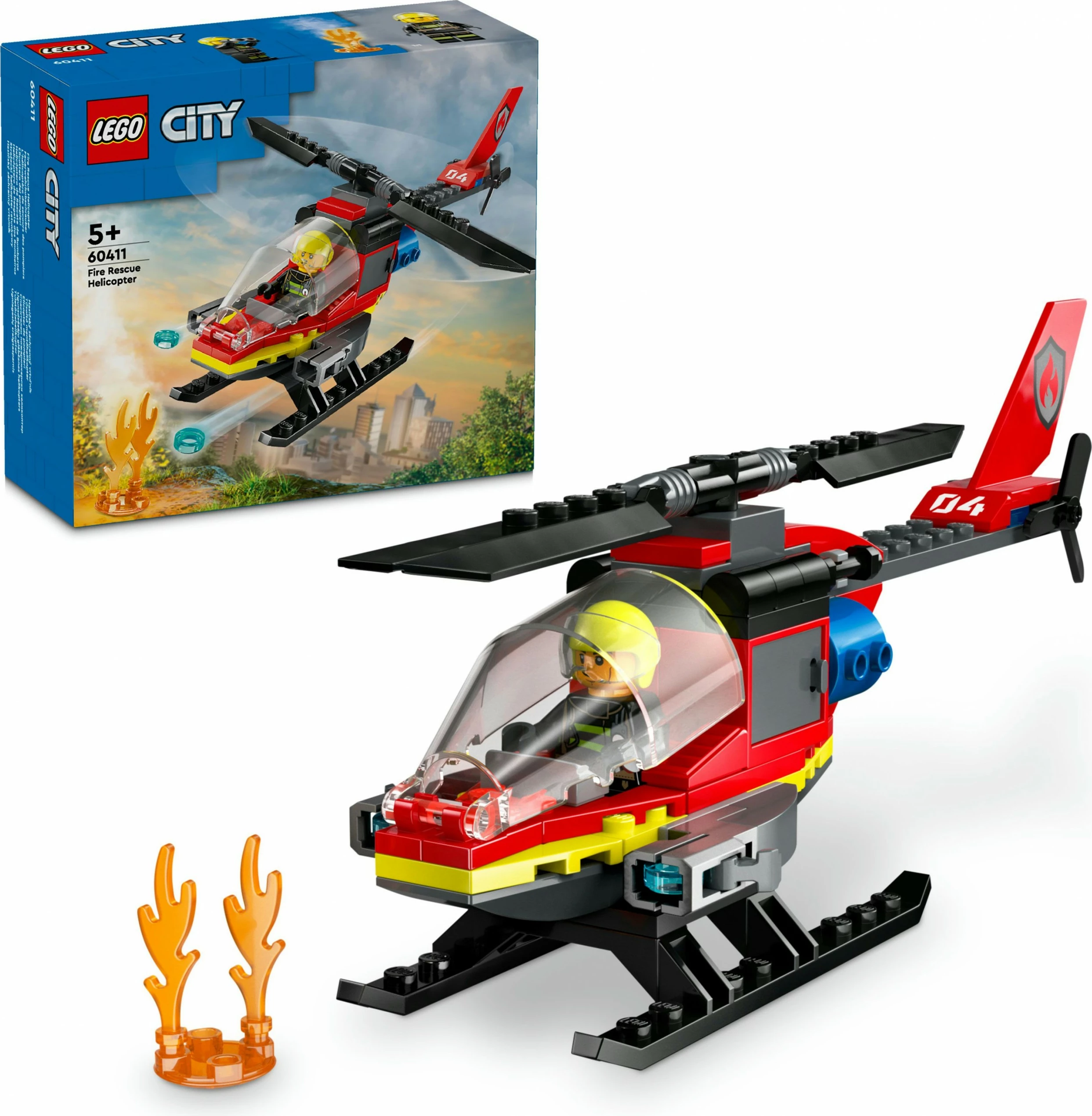Helikopter za gašenje požara, set za sestavljanje LEGO City 60411, 85 delov, večbarven