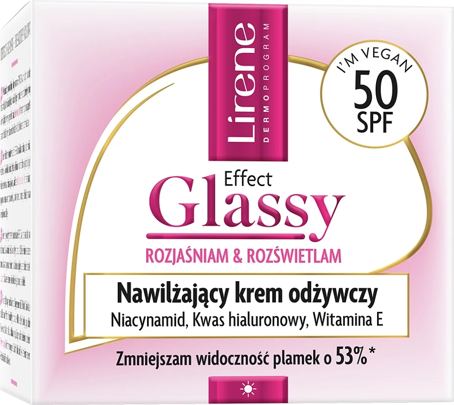 Vlažilna negovalna krema za obraz z učinkom steklene kože SPF50, Lirene Effect Glassy, 50 ml