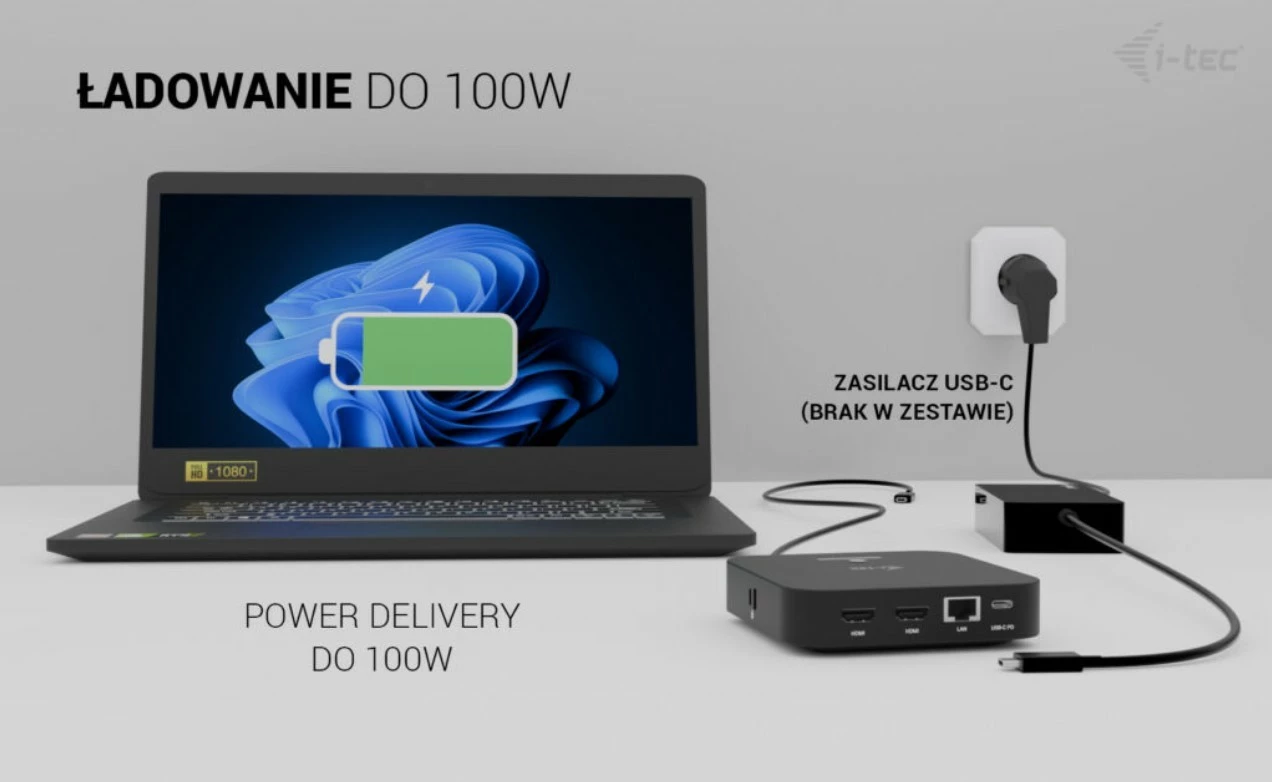 Dok USB-C i-tec C31DUALHDMIDPD100, 2x HDMI, USB-C Dock, 100W, črn