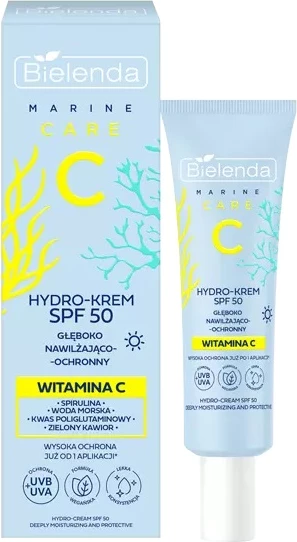 Vlažilna krema za obraz z zaščito SPF50, Bielenda C Marine Care Hydro-Cream, 40 ml