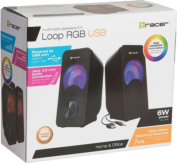 Zvočniki z RGB osvetlitvijo Tracer Loop 2.0, črni