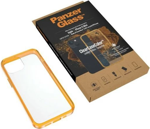Ovitek za telefon PanzerGlass ClearCase za iPhone 13 Mini, prozoren/rumen