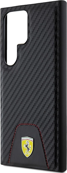 Ovitek za telefon Carbon Stitched Bottom Ferrari za Samsung Galaxy S24 Ultra, črn