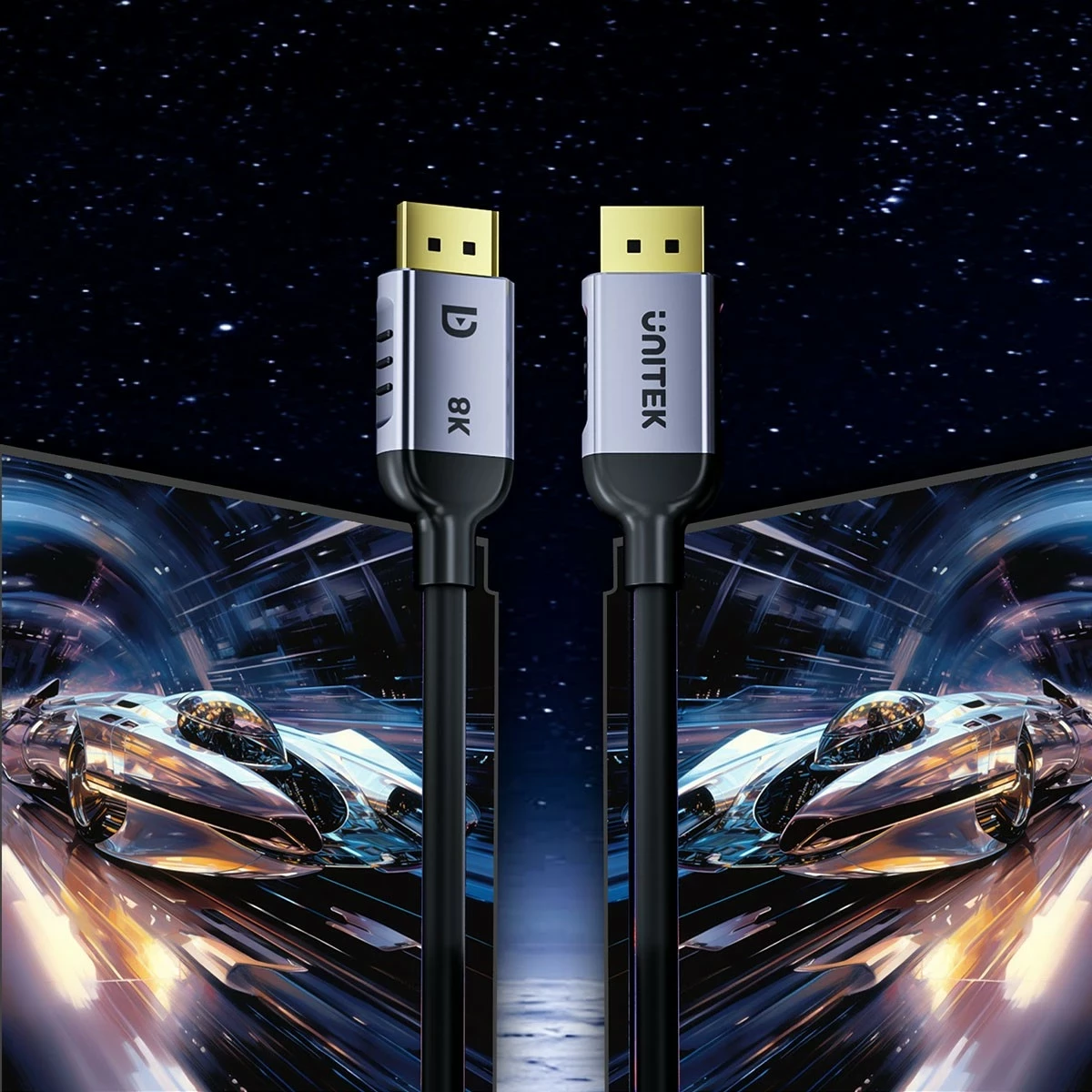 Kabel DisplayPort 1.4, 1 m, črno-srebrn — Unitek