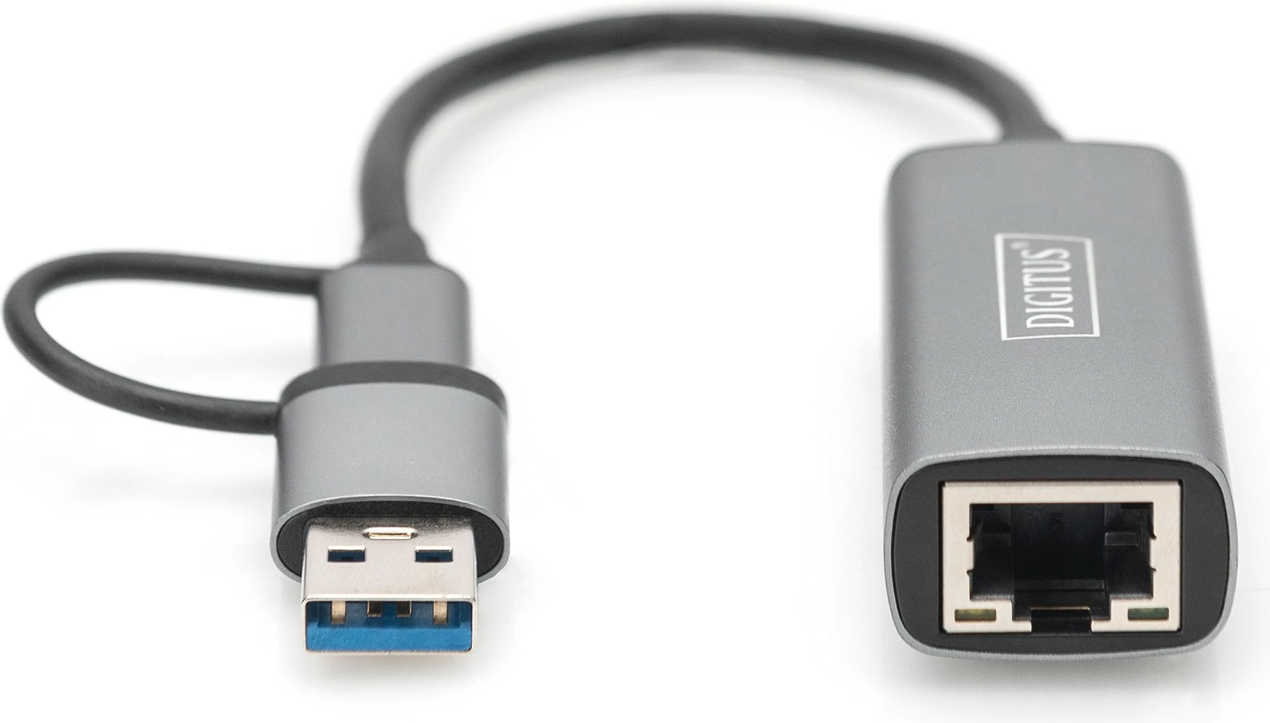 USB-C adapter za 2,5G Ethernet, Digitus USB 3.0/USB-C 3.1, sivi