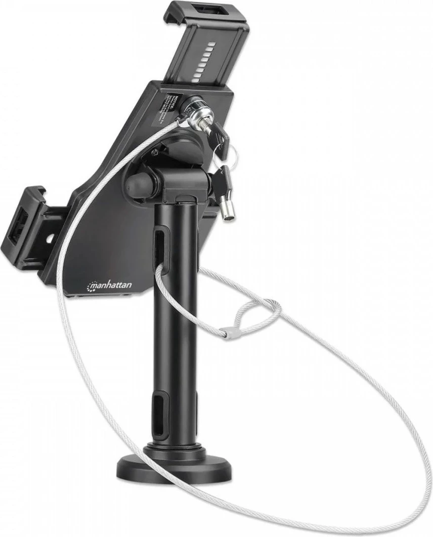 Stojalo za tablico 7,9–10,5 palca, z ključavnico in varnostno vrvico, namizno/stensko, črno Manhattan 462112