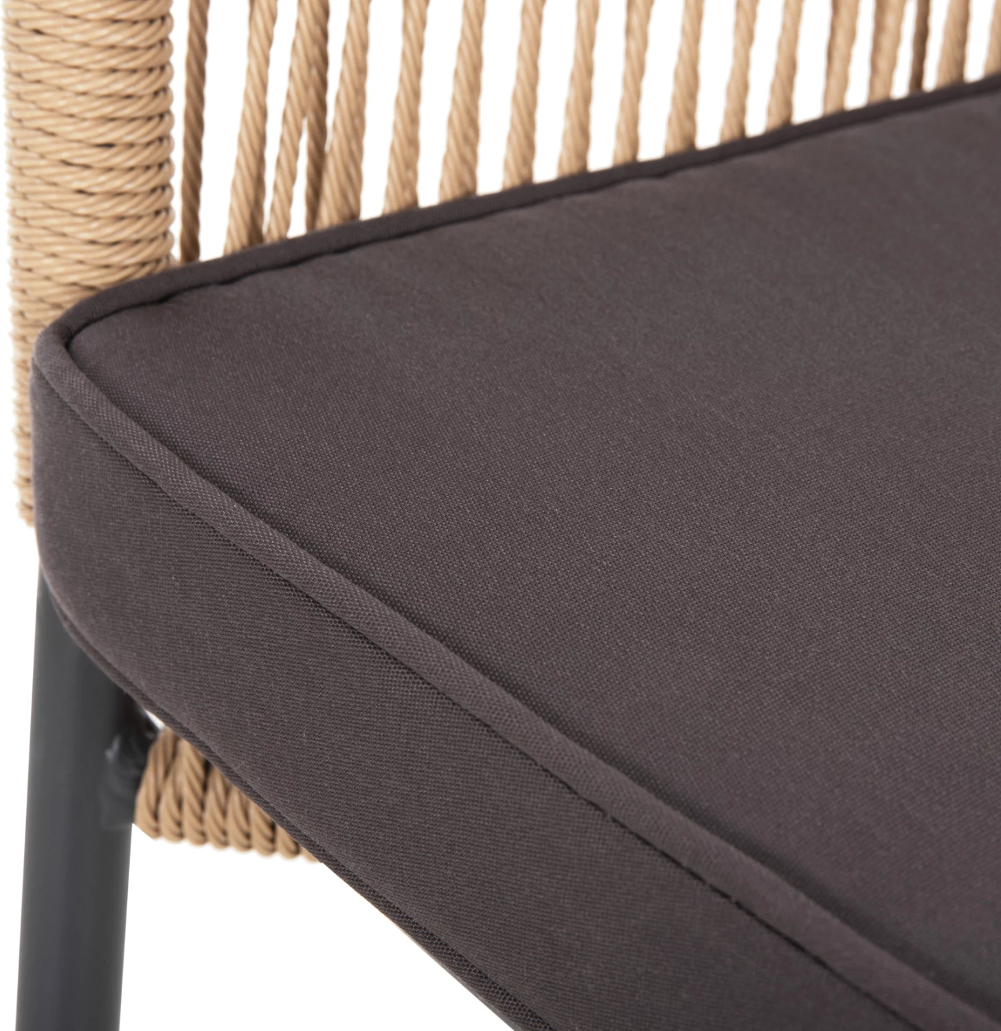 Aluminijasti naslanjač FH5855.02 oglje siva z vrvjo iz ratana PE 56x66x82