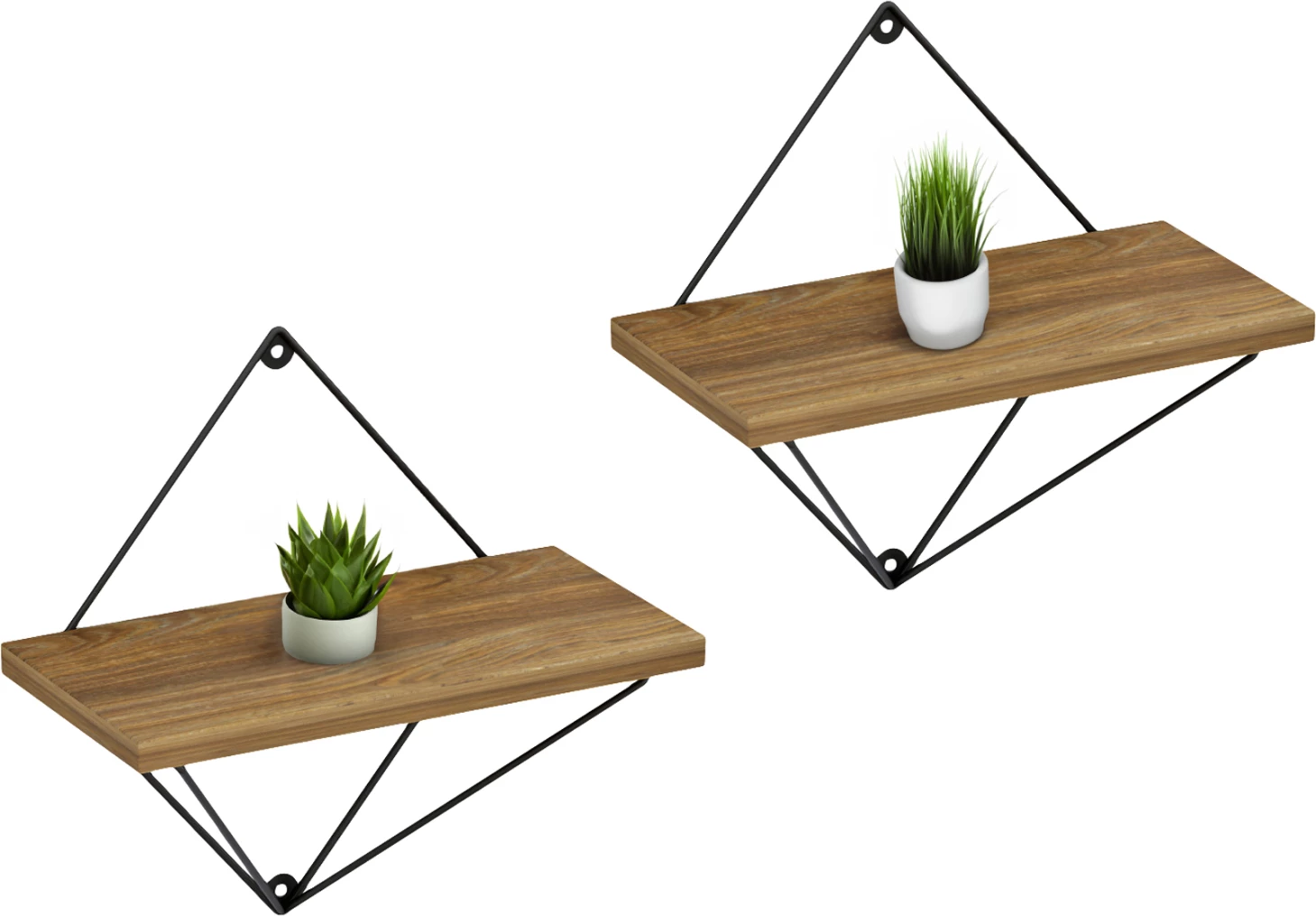 Stenske police 2-delni set ZANNARD FH8929.11 črna kovina-melamin v naravni 30x14x30Hcm