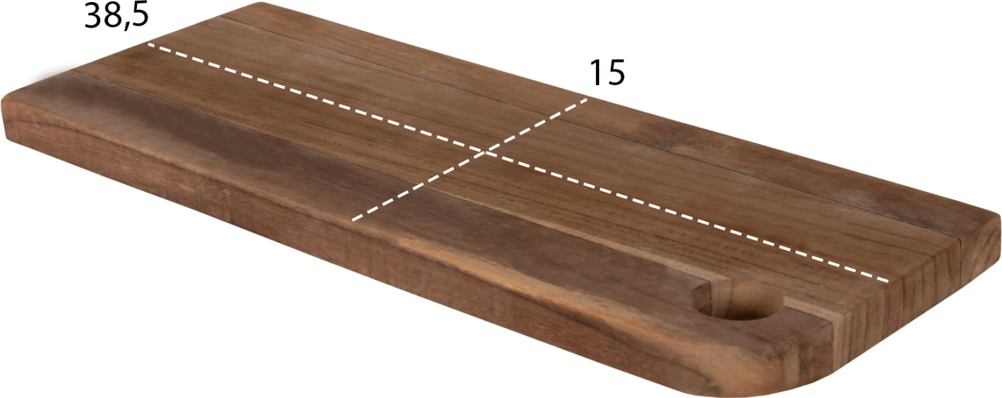 Deska za rezanje za kuhinjo FH4291 iz tikovine v naravni barvi z luknjo za obešanje 15x38,5x2H cm