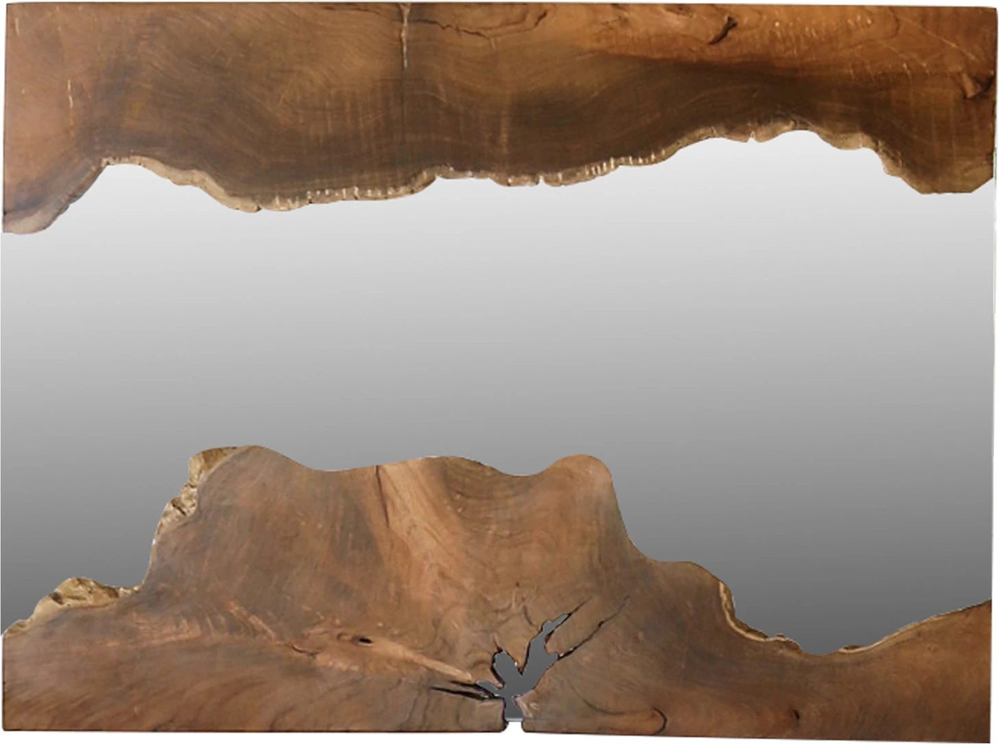 Pravokotni ogledalo iz masivnega tikovega lesa naravno 100x75H