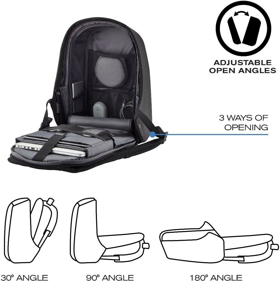 Protivlomna nahrbtnik XD DESIGN BOBBY HERO XL, 20 L, za prenosnik 17", črn