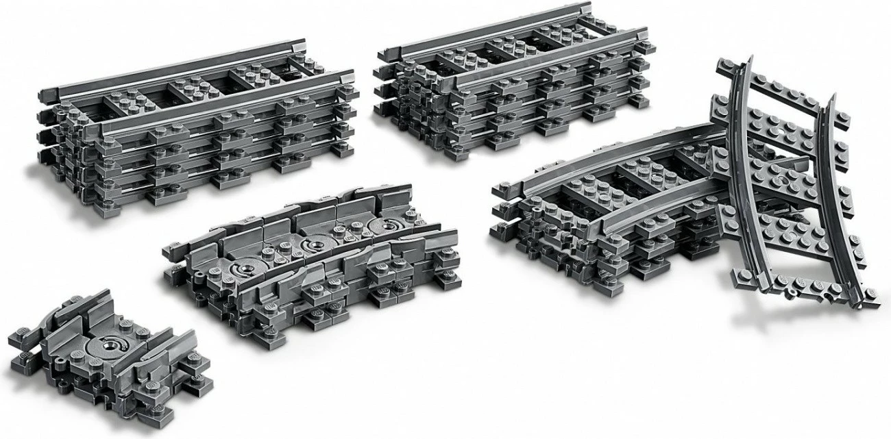 Komplet tirnic za vlak, 20 kosov, plastičen, siv, LEGO City 60205