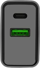 Stenski polnilec Natec Ribera NUC-2062, 20W, 1x USB-A + 1x USB-C, črn