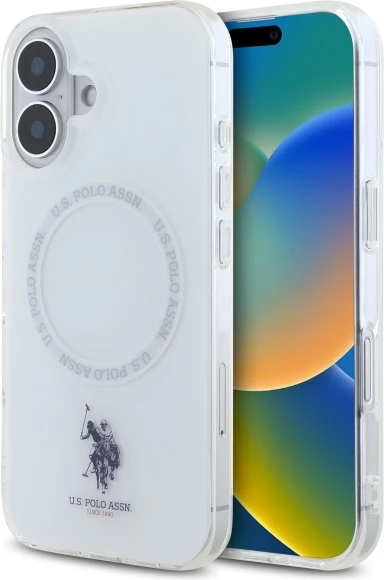 Ovitek IML Ring MagSafe za iPhone 16, U.S. Polo Assn., bel