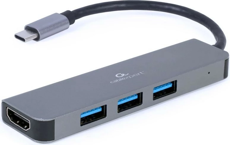 Multi-adapter z 3× USB 3.0 in HDMI, Gembird A-CM-COMBO2-01, siva