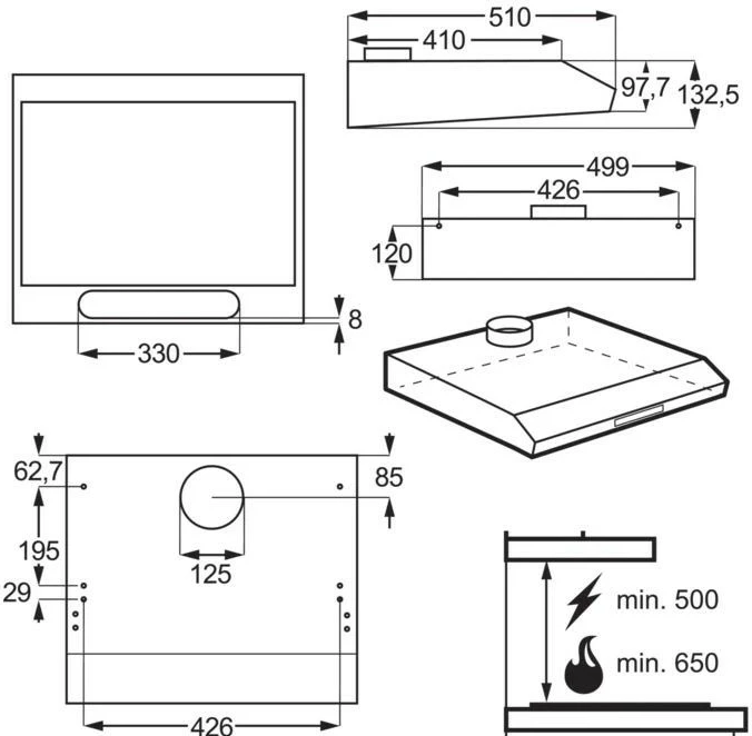 Nadometni aspirator Electrolux LFU215X, 50 cm, jeklen