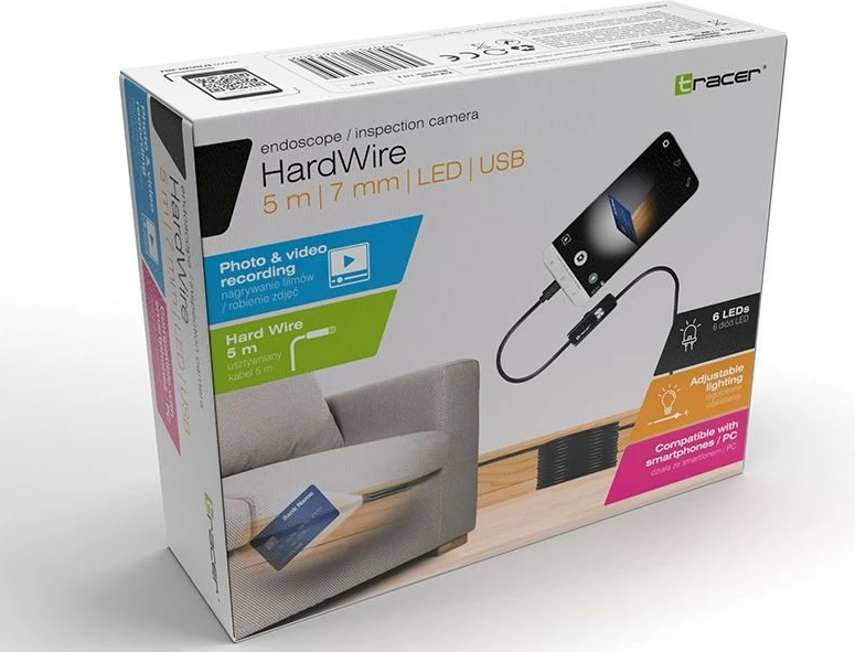 Endoskopska kamera 5 m, 7 mm, LED, USB, Tracer TRAKAM46629, črna