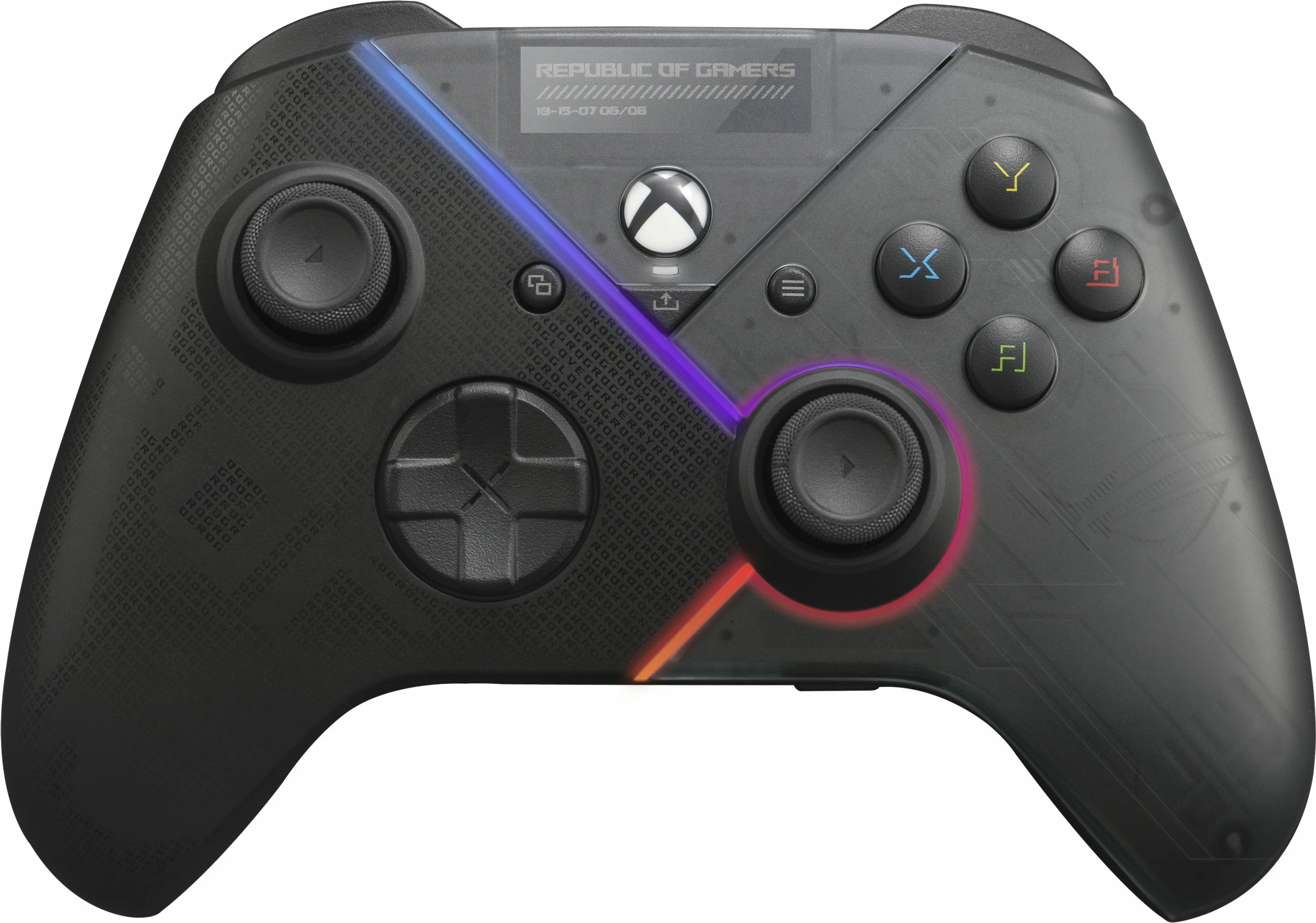 Igralni plošček ROG Raikiri ASUS, PC/Xbox, z žico, večbarvna osvetlitev, črn