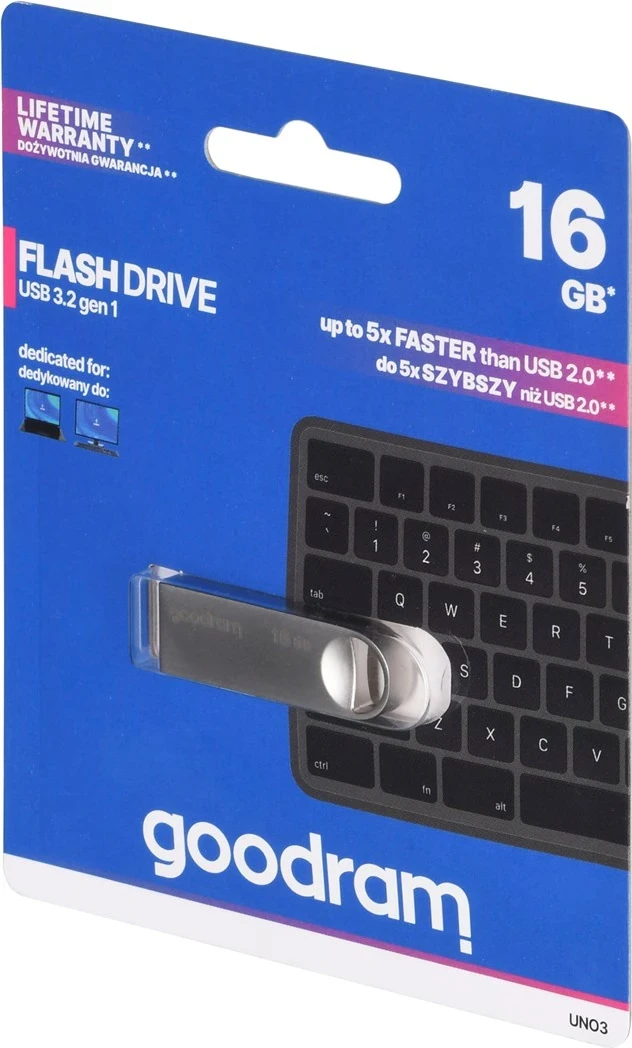 USB ključek 16 GB, USB Type-A 3.2 Gen 1, srebrn — GoodRam UNO3-0160S0R11