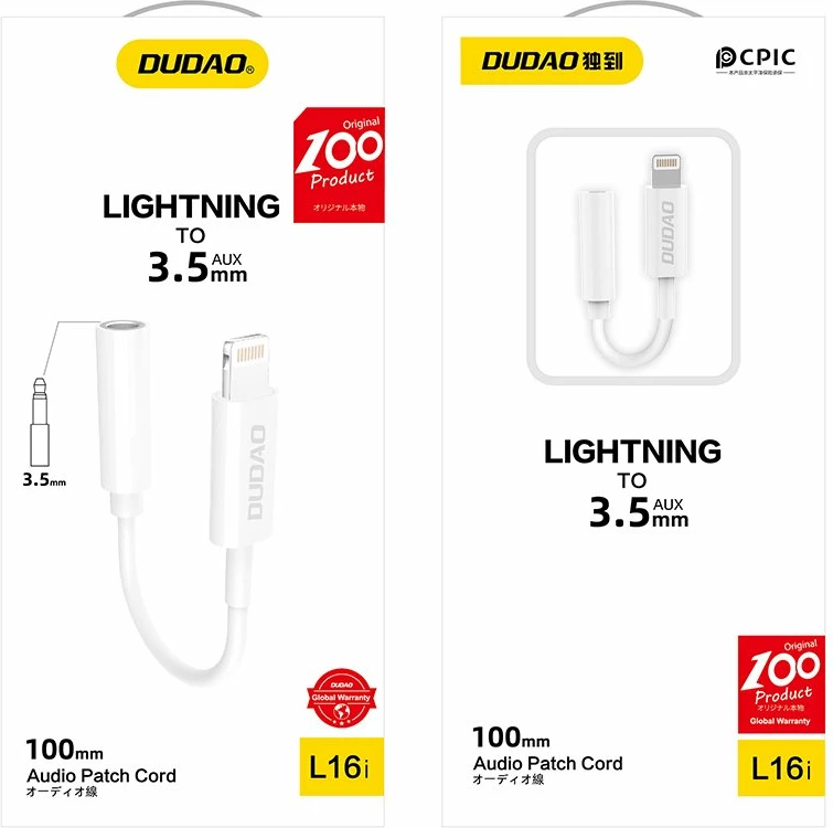 Audio adapter Lightning na 3,5 mm, Dudao L16i, bel