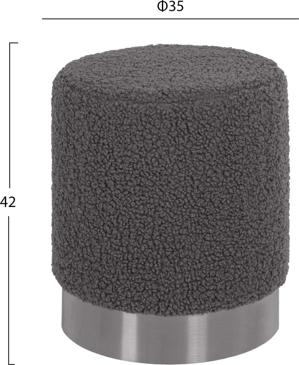 Stolček LEVY FH8408.21 iz bouclé tkanine s srebrno osnovo Φ35x42Hcm