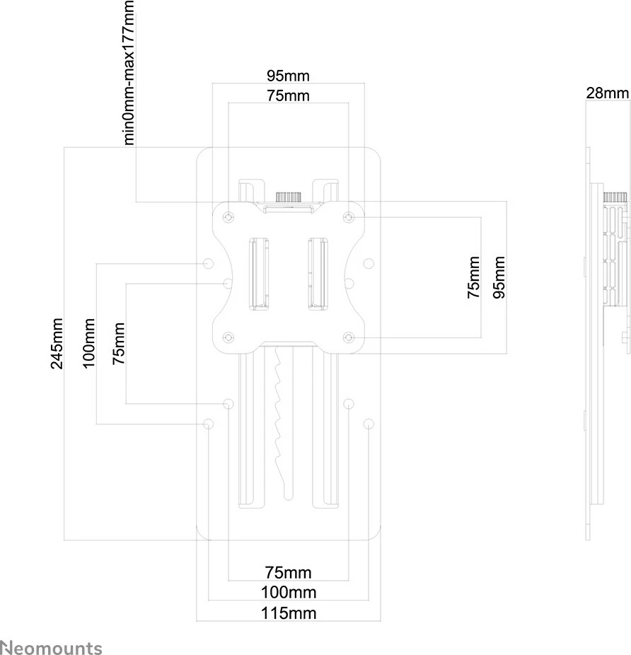 Adapter za nastavitev višine VESA Newstar FPMA-LIFT100, univerzalen, 27 palcev, črn