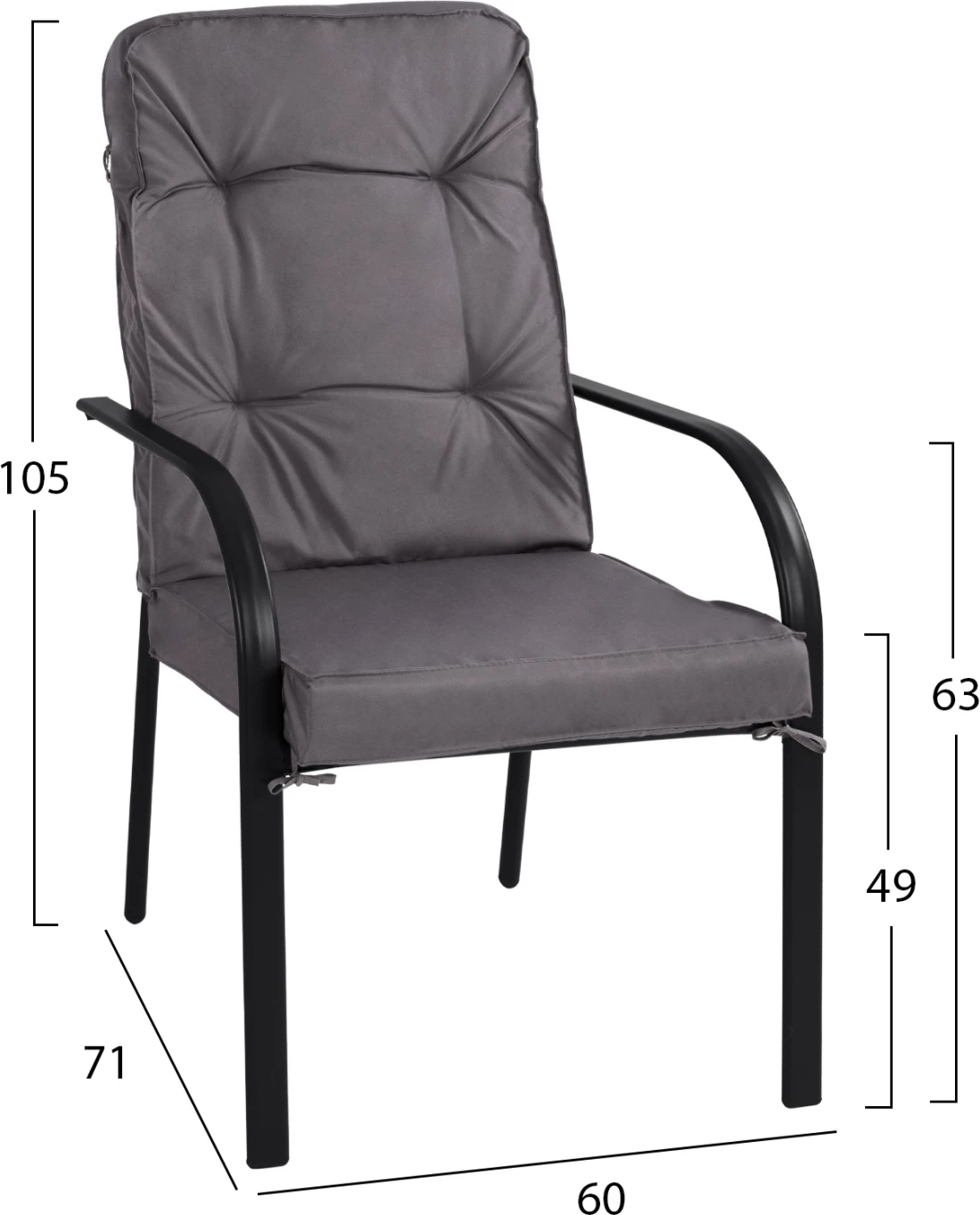 Jedilni set 7 kosov miza 150x90 s stoli s nasloni za roke siva FH11475