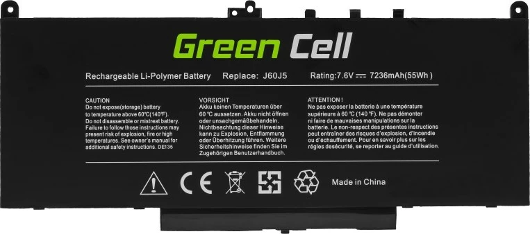 Baterija prenosnika, 7,6 V, 4 celice, črna Green Cell DE135