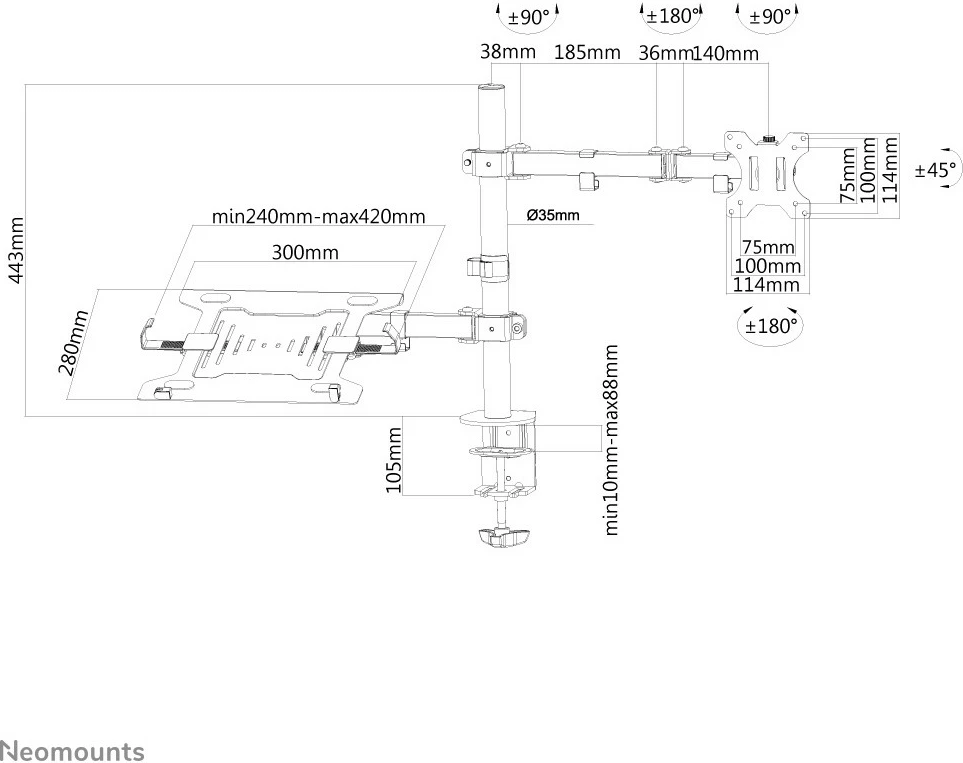 Namizni nosilec za prenosnik Neomounts Newstar FPMA-D550NOTEBOOK, 8 kg, 32", črn Namizni nosilec za prenosnik Neomounts Newstar FPMA-D550NOTEBOOK, 8 kg, 32", črn