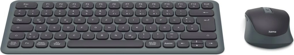 Kompakten brezžični komplet tipkovnice in miške Hama WKM-500, USB/Bluetooth, črno/siv