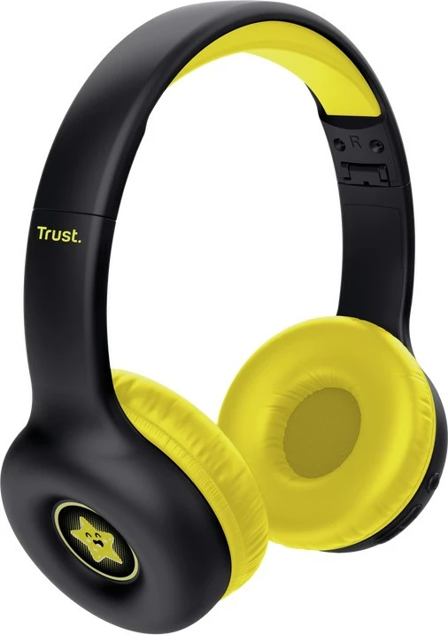 Žične in brezžične slušalke, Trust Nouna, Bluetooth in USB Type-C, za klice/muziko, črne/rumene