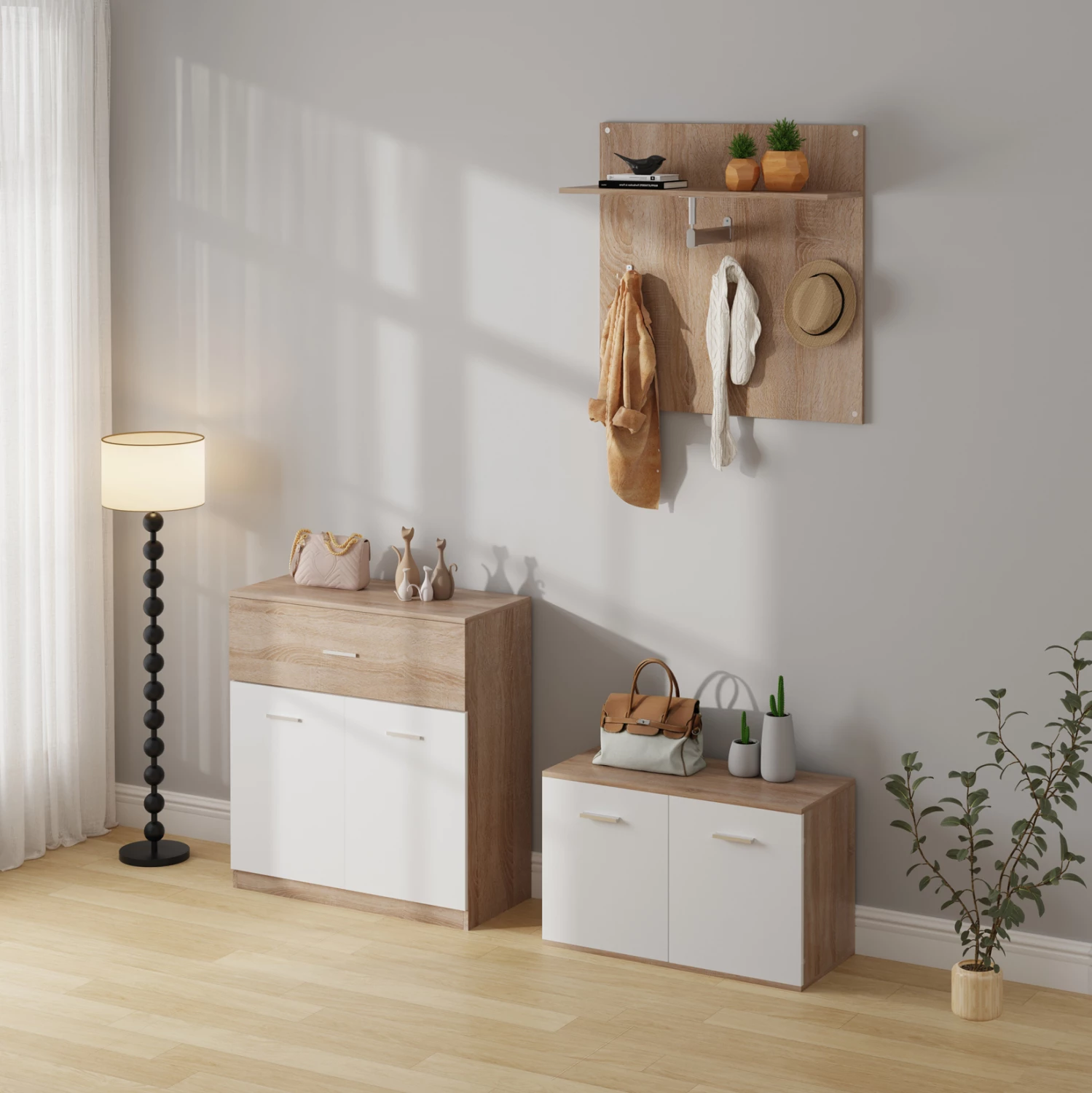 Vhodni set 3 kosi DIONNE FH21058 melamin v sonoma-beli