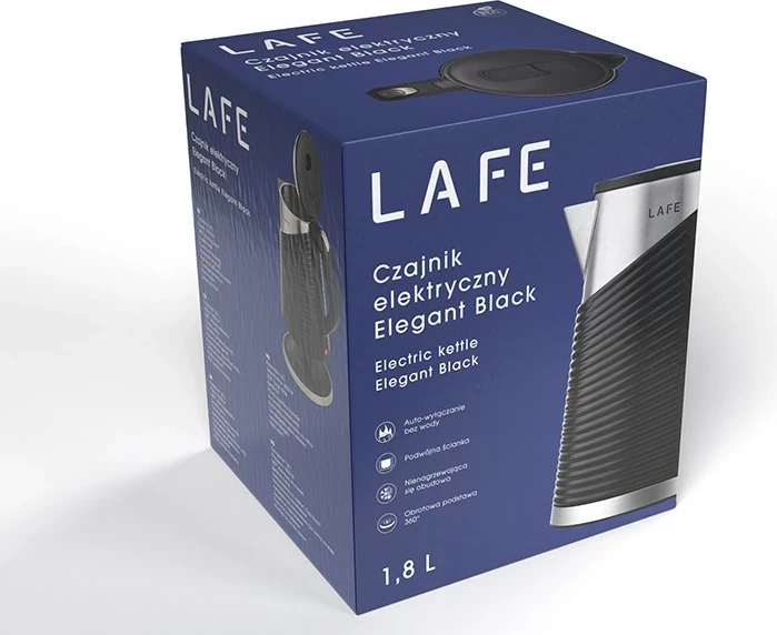 Električna kuhalnik vode 1,8 L, 1800 W, črno-srebrn Lafe