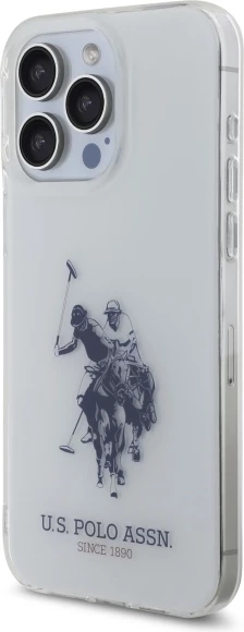 Ovitek za iPhone 15 Pro Max 6,7", bel z velikim sijočim logotipom, U.S. Polo Assn. USHCP15XTPUHRBH