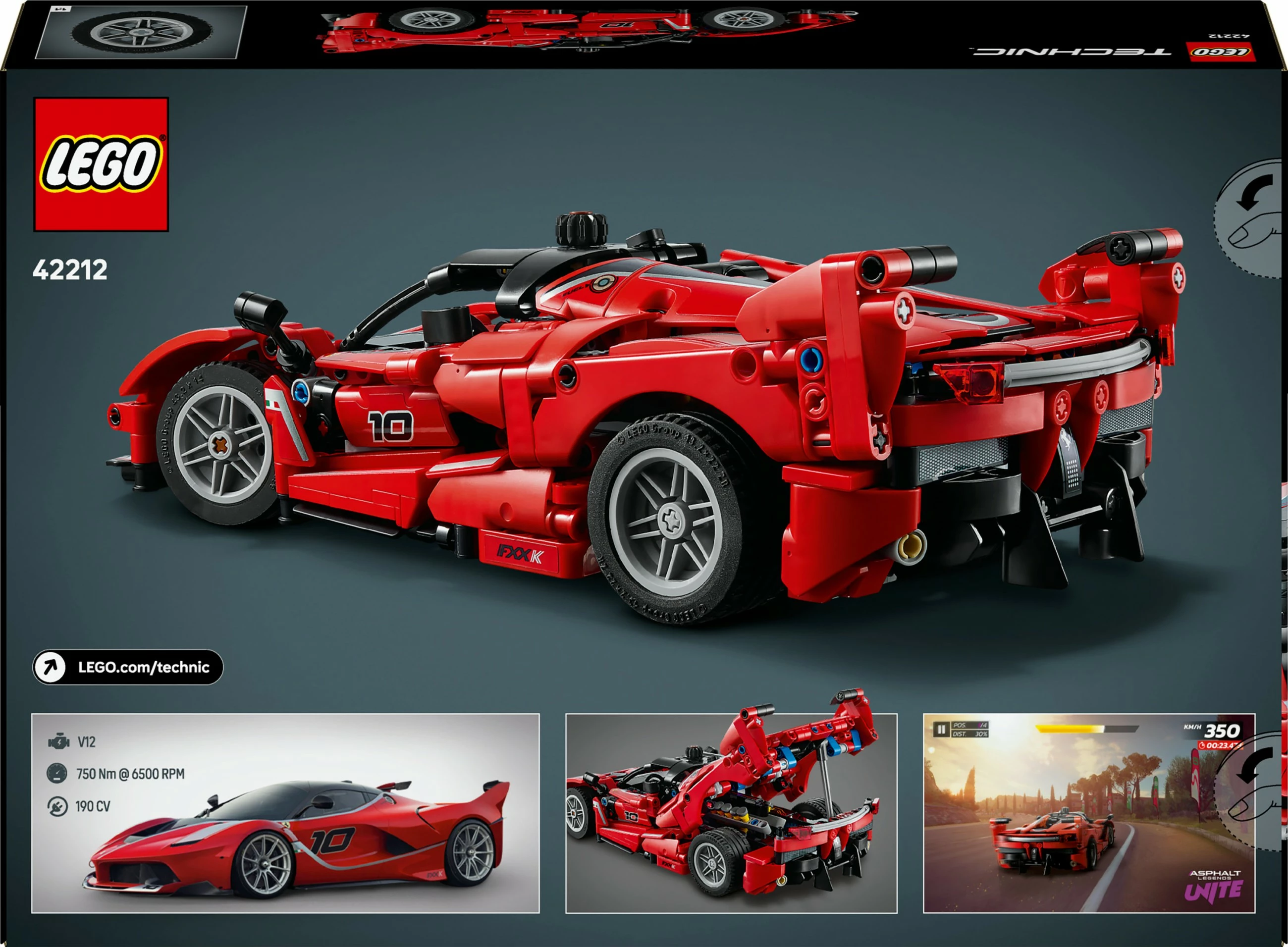Detajni komplet za sestavljanje Ferrari FXX K LEGO Technic 42212, 897 kosov, večbarven