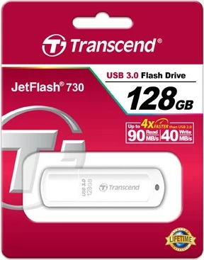 USB ključek 128 GB, USB 3.1, bel — Transcend JetFlash 730 USB ključek 128 GB, USB 3.1, bel — Transcend JetFlash 730
