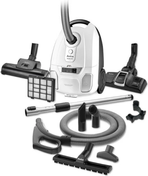 Sesalnik z vrečko, Amica Suracon VM7001, 700 W, 3 L, HEPA 13, bel/črn