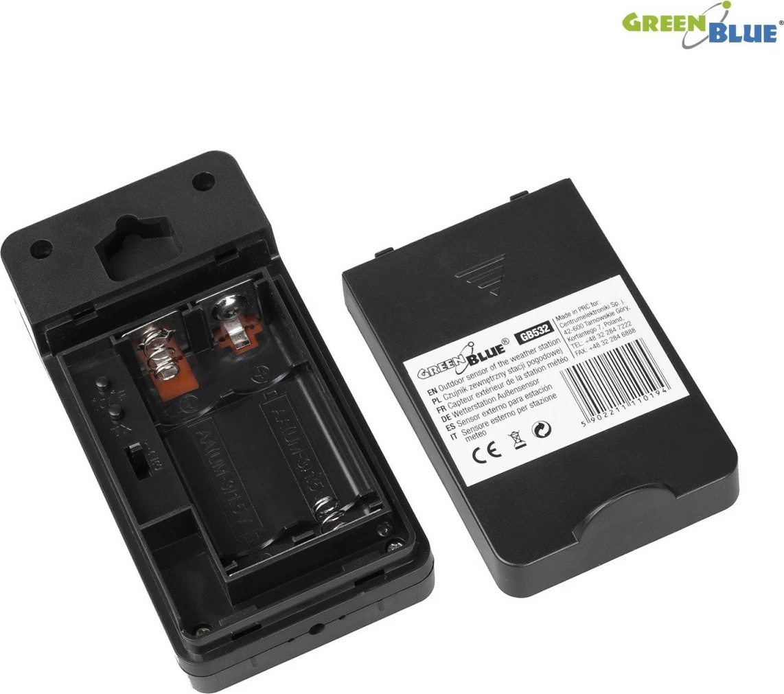 Zunanji senzor za vremensko postajo GreenBlue GB532, črn