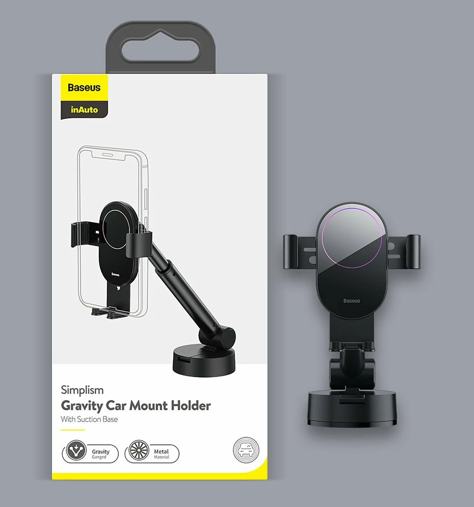 Teleskopski gravitacijski nosilec za steklo ali armaturno ploščo, Baseus SUYL-JY01, črn